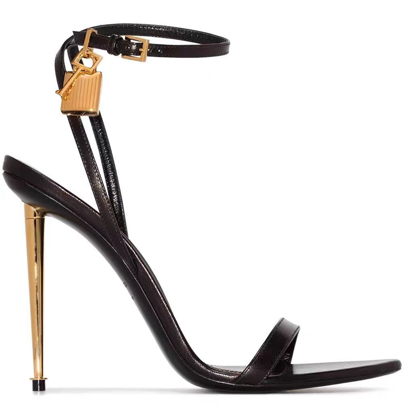 Casual Sandal Leather - Buckle Strap Solid Color Key Lock
