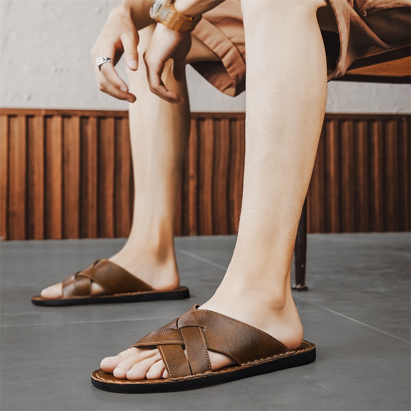 Genuine Leather Men Casual San - Flip Flop Leather Men review and price