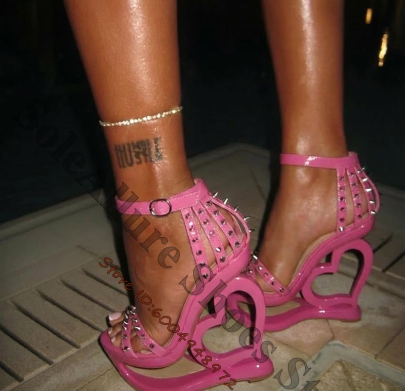 Hot Pink Spike Stud Caged Hear - Casual Sandal Leather review and price