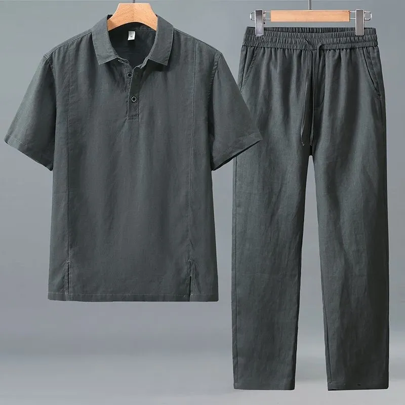 Men Plus Size Summer Linen Two - Short Linen Drawstring review and price