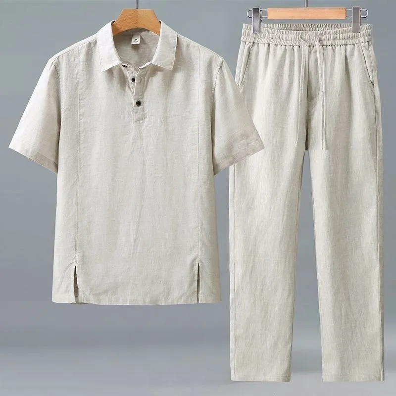 Men Plus Size Summer Linen Two - Short Linen Drawstring review and price