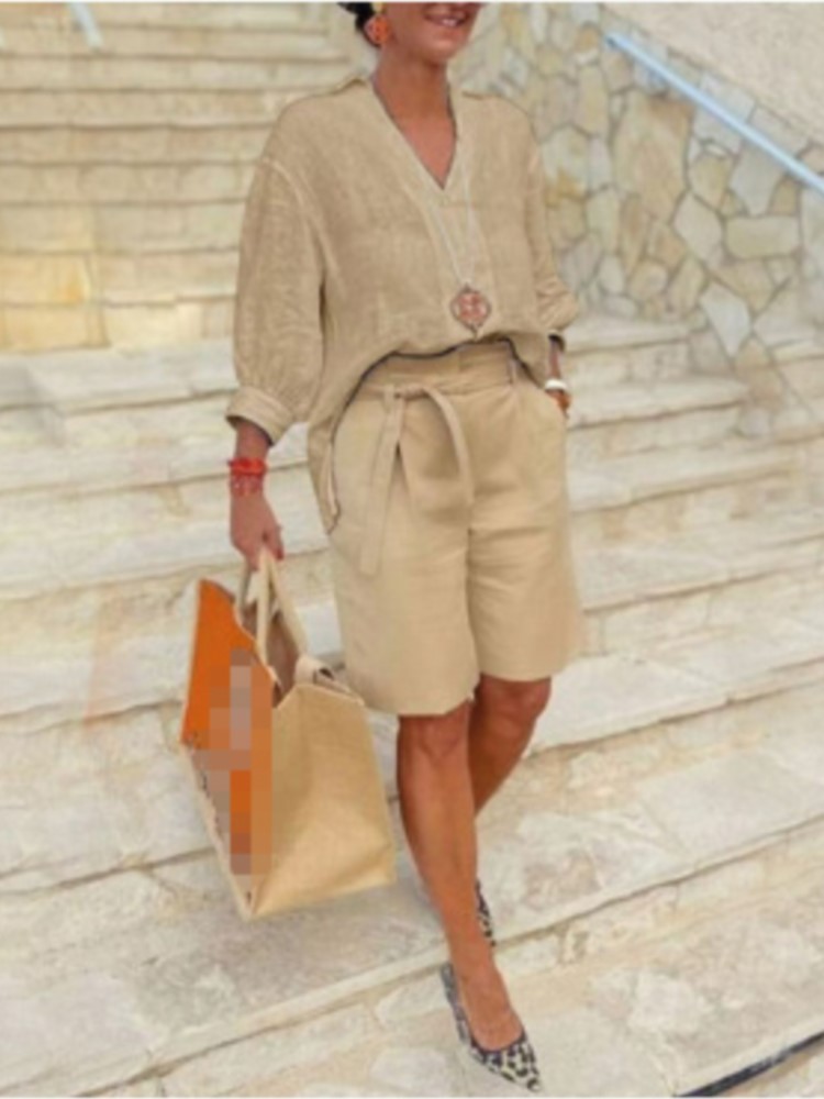 Women Suits Elegant Style Two  - Linen Shirt Breathable review and price