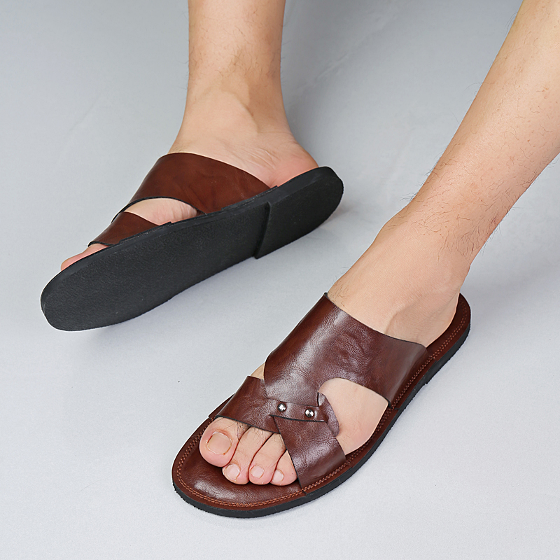 Handmade Leather Slippers Men  - Flip Flop Leather Men review and price